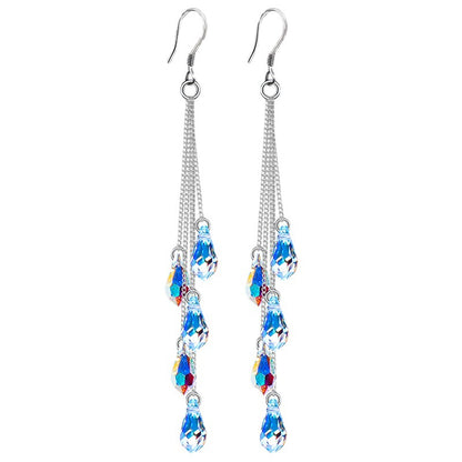 Silver-Plated Crystal Color-Change Dangle Drop Earrings
