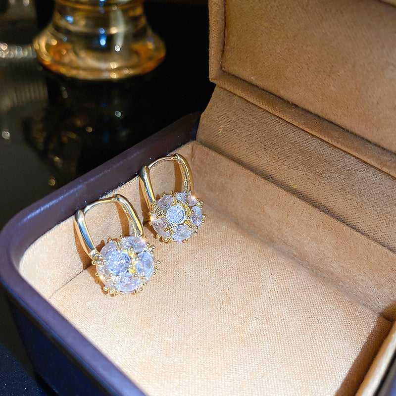 - Round Ball Zircon Earrings
