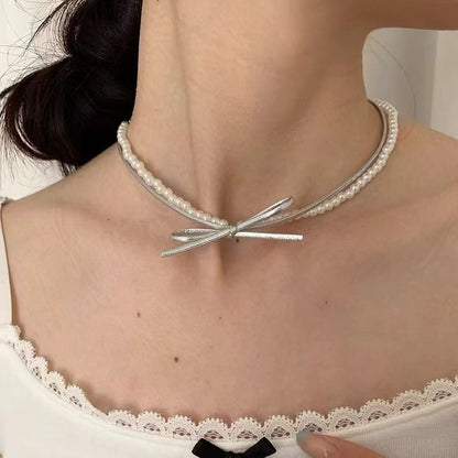 For Love Ones - Pearl Choker Adjustable Necklace