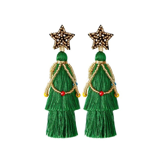 Rice Beads Tassel Braided Christmas Earrings🎄