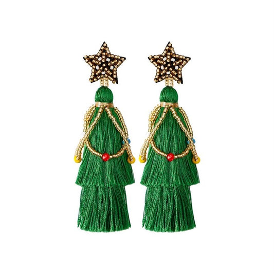 Rice Beads Tassel Braided Christmas Earrings🎄
