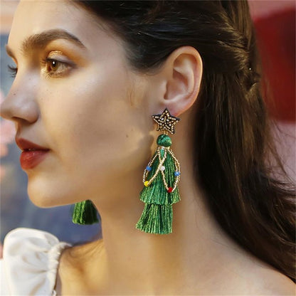 Rice Beads Tassel Braided Christmas Earrings🎄