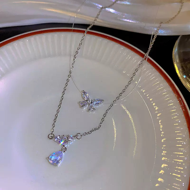 🎀Bow Tear Drop Zircon Necklace
