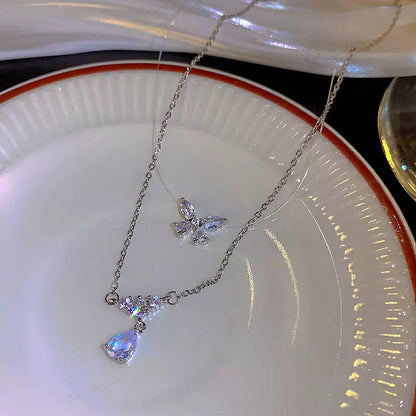 🎀Bow Tear Drop Zircon Necklace