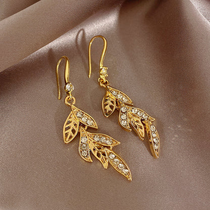 💐 Mother'Day Pre-Sale 💝- Leaf and Diamond Earrings