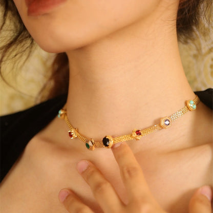 Classic Vintage Rainbow Color Zircon Necklace & Bracelet
