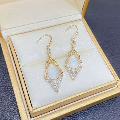 - Rhombus Opal Earrings
