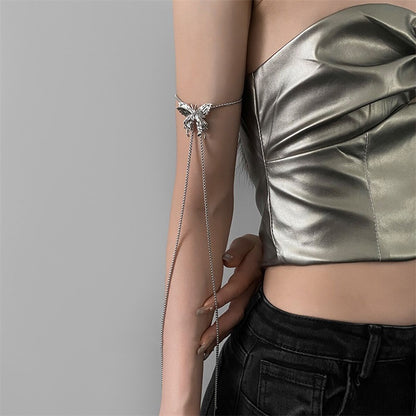 Silver Butterfly Long Chain for Women, Pull-out Personalized Necklace