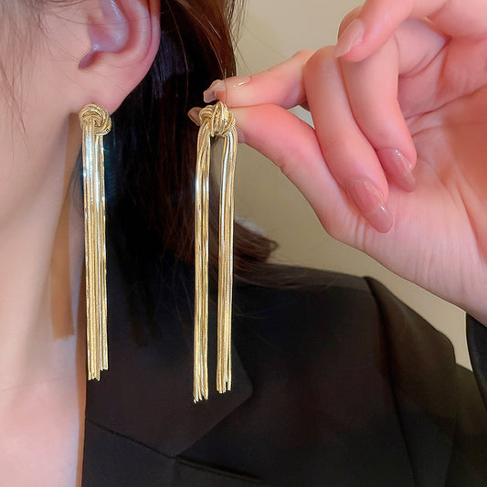 Long Chain Tassel Earrings
