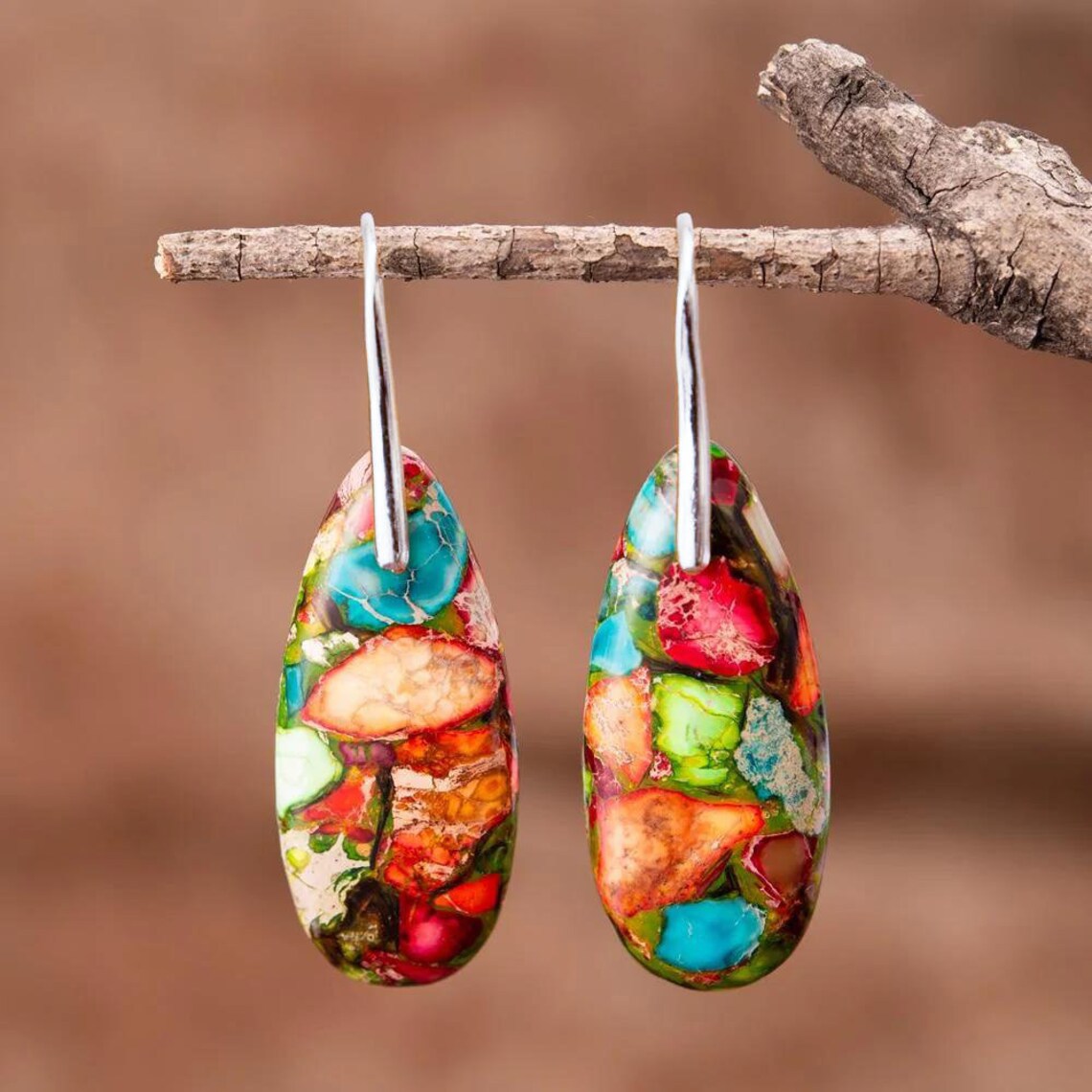 Galaxy Sea Sediment Jasper Stone Healing Earrings
