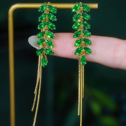 14K Gold-Plated Exquisite Long Wheat Tassel Earrings