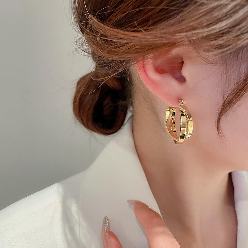 - Cross Hoop Earrings