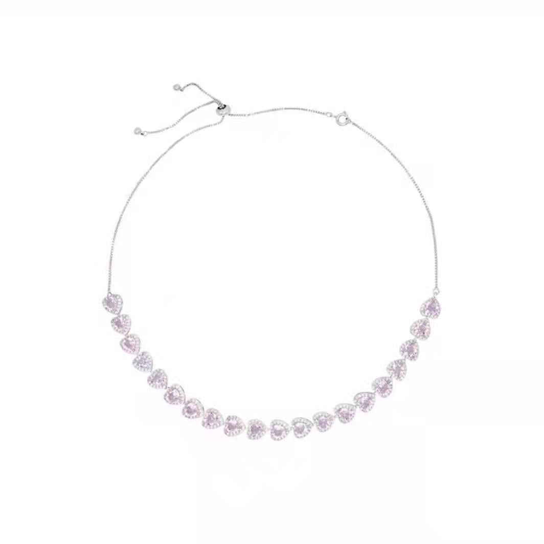 💗Pink Love Heart Zircon Necklace