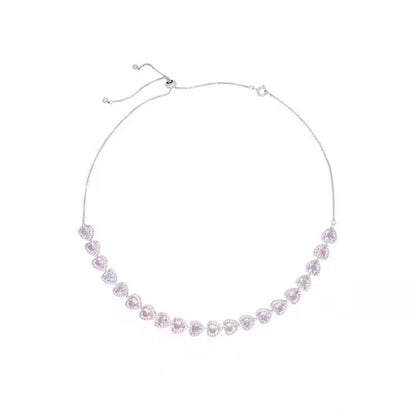 💗Pink Love Heart Zircon Necklace