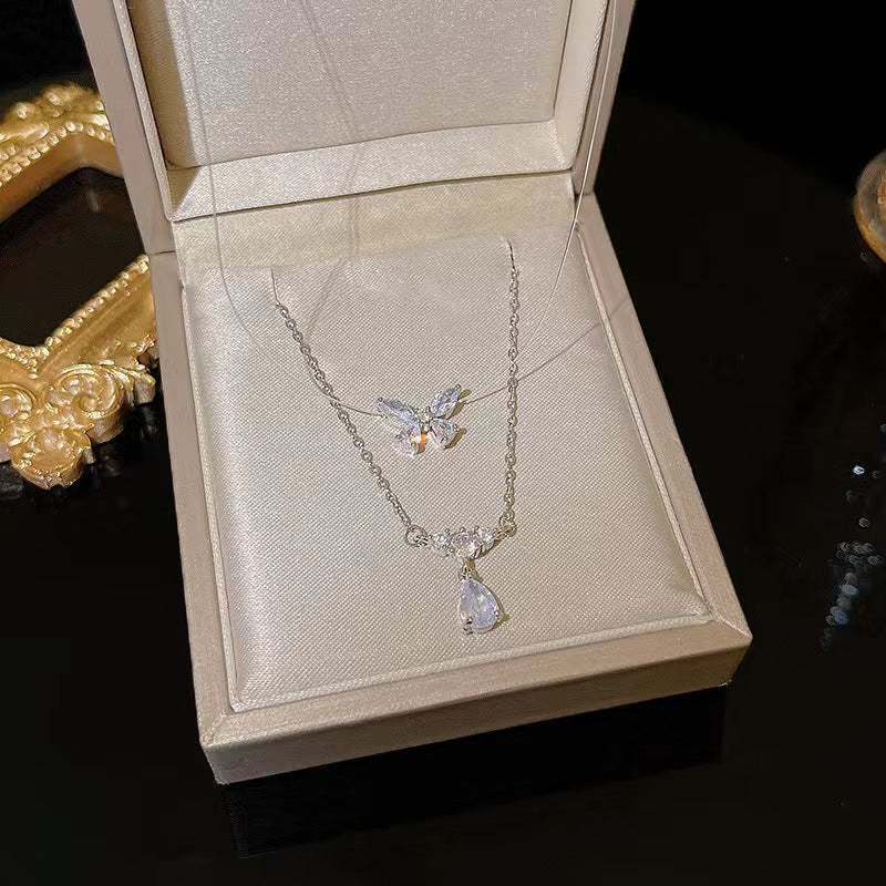 🎀Bow Tear Drop Zircon Necklace