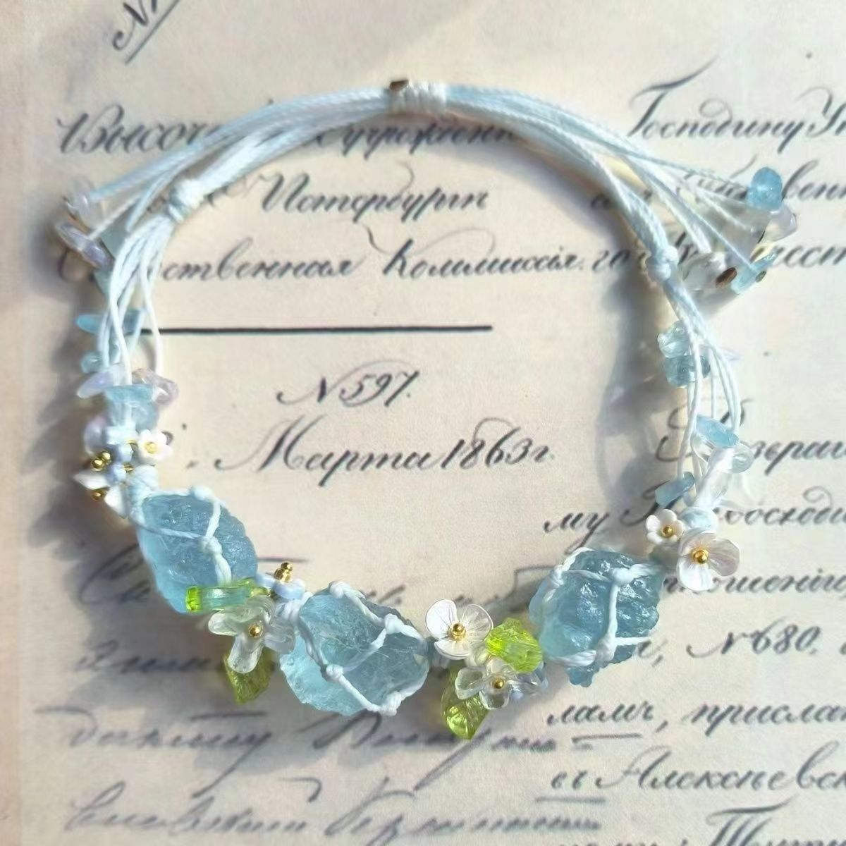 "Forget-me-not" wreath handmade bracelet