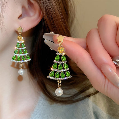 Sparkling Christmas Tree Pearl Earrings🎄