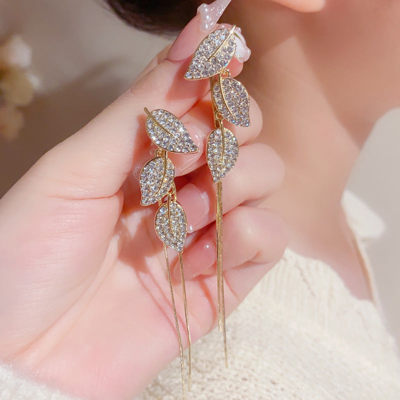-Leaf Tassel Earrings