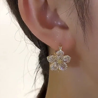 Front and Back Wearable Zircon Flower Earrings