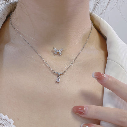 🎀Bow Tear Drop Zircon Necklace
