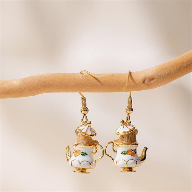 Chipmunk In Teapot - Elegant Funny Necklace & Earrings