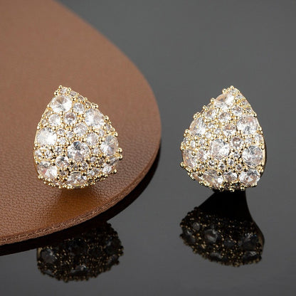 Water Drop Shaped Diamond Stud Earrings