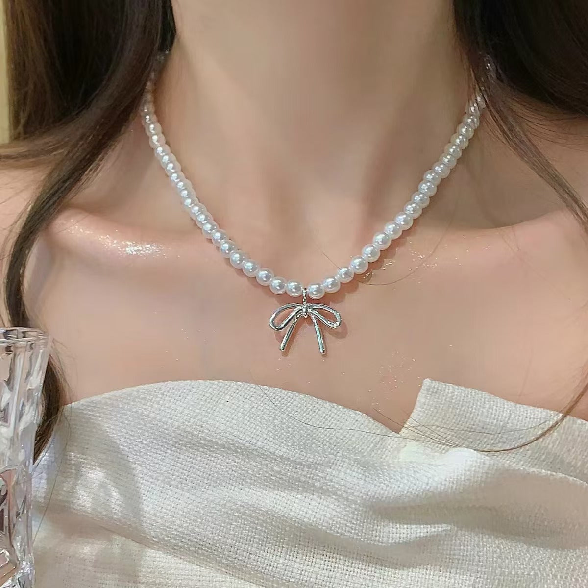 For Love Ones - Pearl Choker Adjustable Necklace