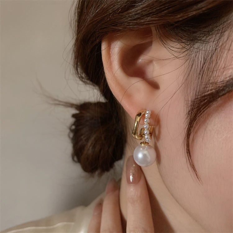 Two Wear Method Pearl Double Earrings