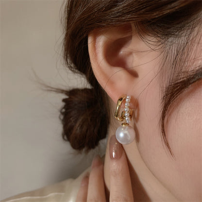 Two Wear Method Pearl Double Earrings
