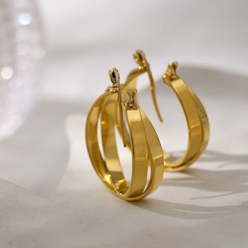 - Cross Hoop Earrings