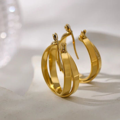 - Cross Hoop Earrings