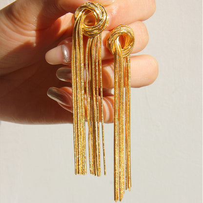Long Chain Tassel Earrings