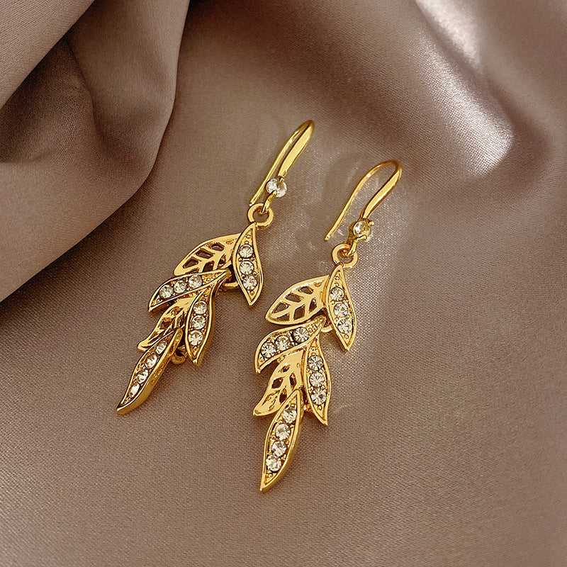 💐 Mother'Day Pre-Sale 💝- Leaf and Diamond Earrings