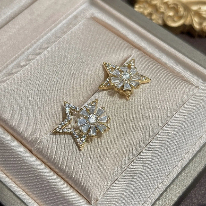 🌸Rotating Star Flower Zircon Earrings