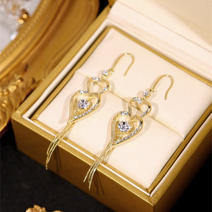💝Long Double Heart Tassel Earrings