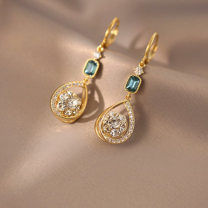 Diamond-Studded Water Drop Earrings