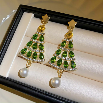 Sparkling Christmas Tree Pearl Earrings🎄
