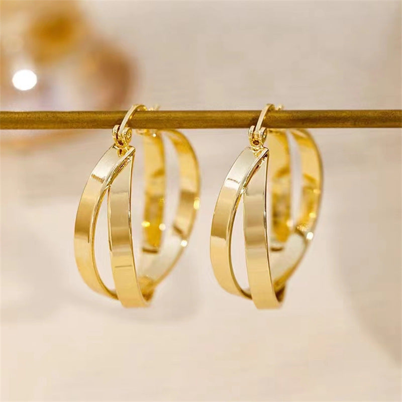 - Cross Hoop Earrings
