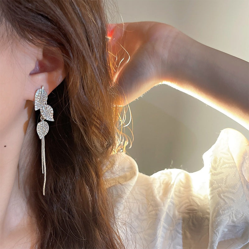 -Leaf Tassel Earrings