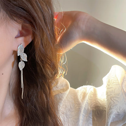 -Leaf Tassel Earrings