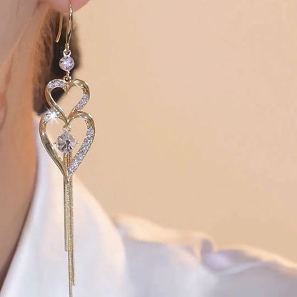 💝Long Double Heart Tassel Earrings