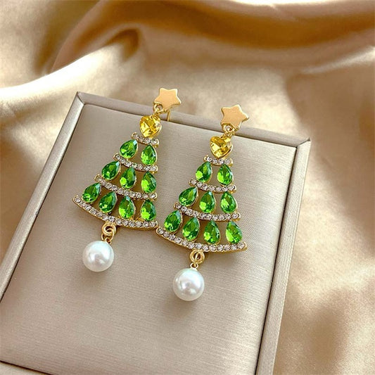 Sparkling Christmas Tree Pearl Earrings🎄
