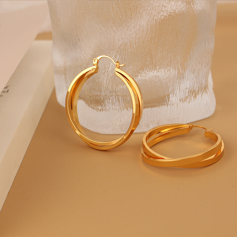 - Cross Hoop Earrings