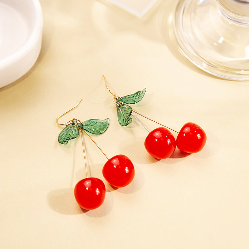 Cherry Drop Earrings for Women Lovely Fruit Dangle Earrings