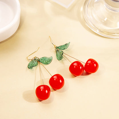 Cherry Drop Earrings for Women Lovely Fruit Dangle Earrings