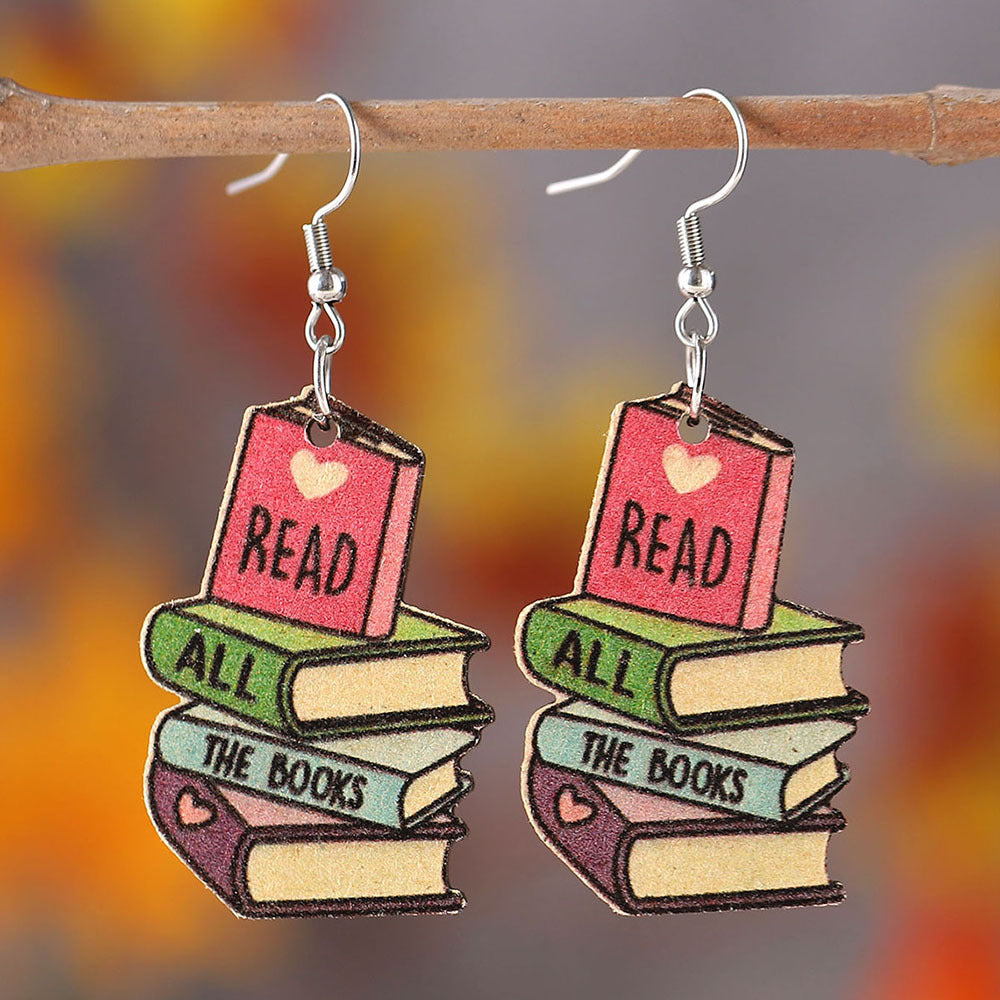 📚Heart Book Wooden Earrings