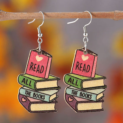 📚Heart Book Wooden Earrings