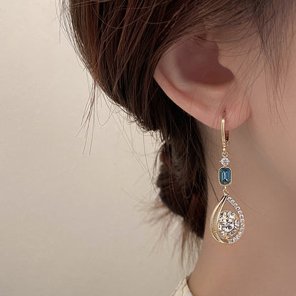 Diamond-Studded Water Drop Earrings