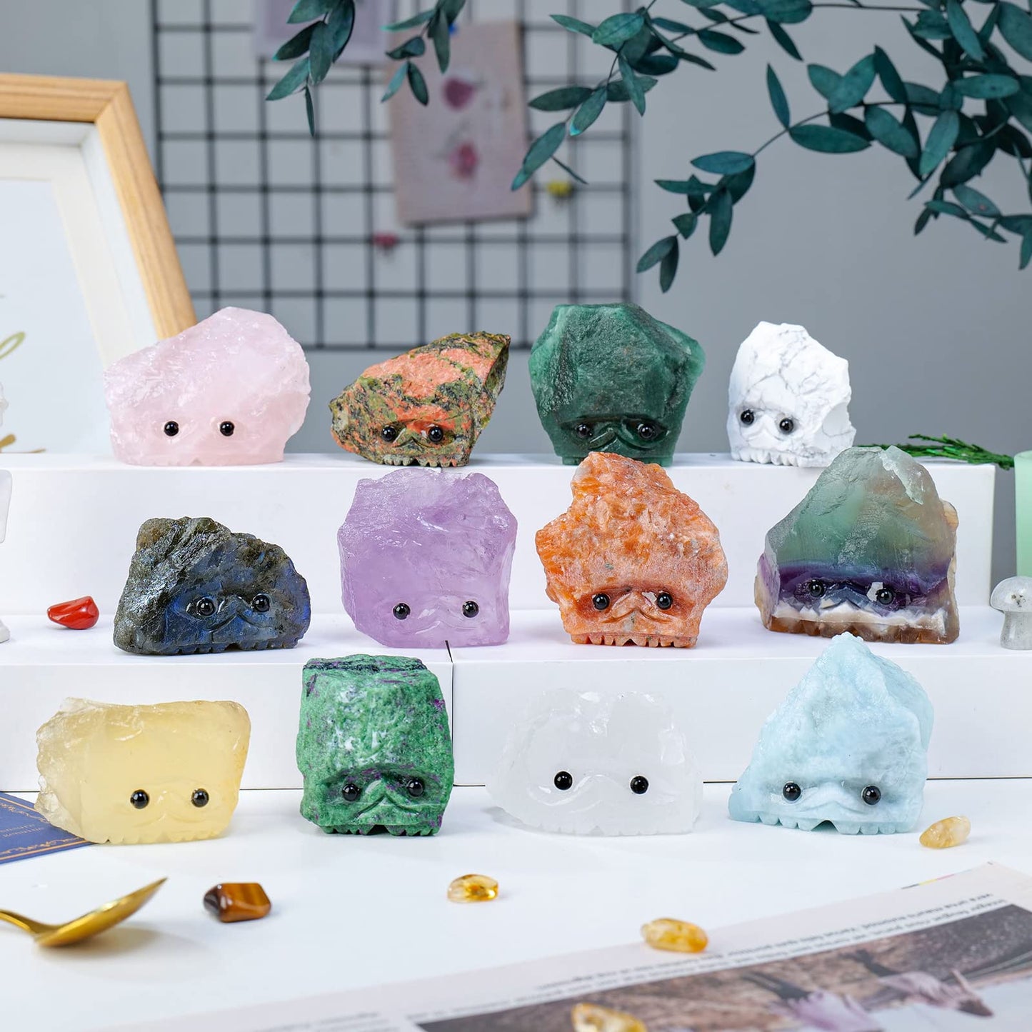 Natural Healing Gemstone Raw Crystal Stone Hedgehog Carving Crafts Decoration
