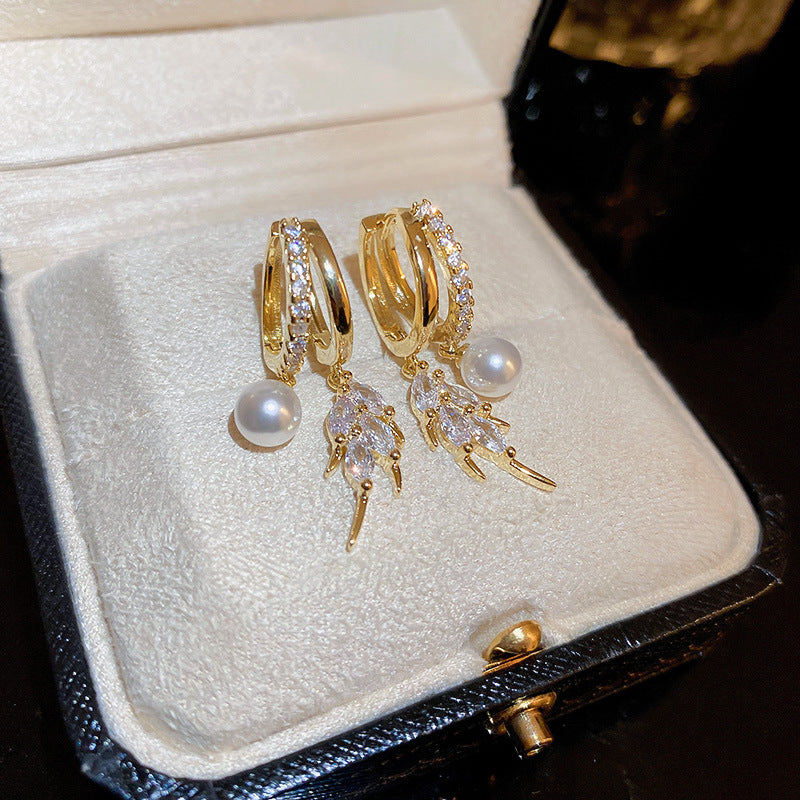 Wheat Leaf Pearl Earrings